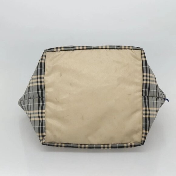 BURBERRY Nova Check Blue Label Tote Bag Nylon Blue Silver Auth th6084 - Picture 7 of 16